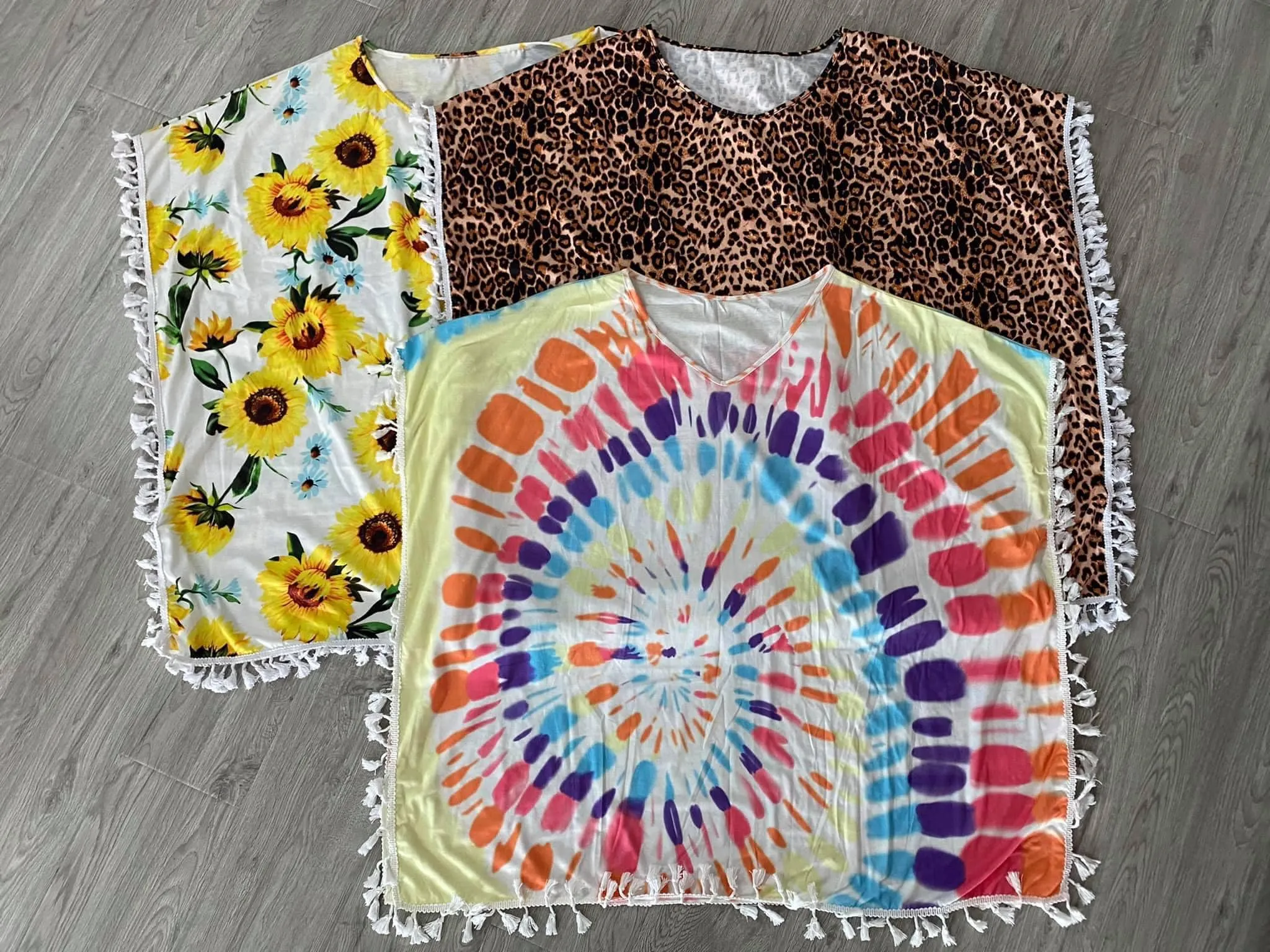 Leopard Fringe Caftan Top