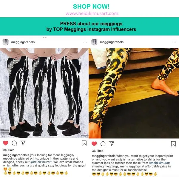 White Black Chevron Men's Leggings, Retro Style Meggings Compression Tights For Men-Made in USA/EU